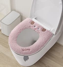 1Pc Bathroom Toilet Seat Cover Zipper Universal Plush Toilet Cushion Household Warm Soft Thick Toilet Seat Cover Winter WC Mat