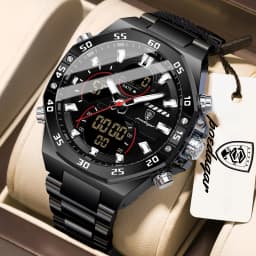 POEDAGAR New Men Clock LED Luminous Waterproof Week Date Military Man Wristwatch Electronic Stainless Steel Quartz Men's Watches
