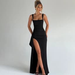 Sexy Solid Pleated Strapless Dress Lady Chic Off-shoulder Backless High Waist Split Dresses Women 2026 New Evening Party Gown