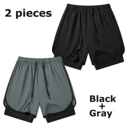 Men's 2 in 1 Running Workout Short with Phone Pocket Towel Loop Gym Athletic Quick Dry Stretchy Performance Shorts Activewear