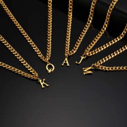 Initials Cuban Chain Necklaces for Men Boys,Waterproof A-Z 26 Alphabet Charm Pendant with 50cm/19.7" Stainless Steel Chain Gifts