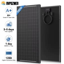 RVPOZWER 12BB/18BB 12V Solar Panel 100W N-Type Monocrystalline Solar Cell High-Efficiency PV Power for Rooftop Camping Rigid