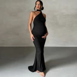 One Shoulder Backless Maternity Dress, Ruched Bodycon Maxi Gown for Pregnancy Photoshoot, Sexy Baby Shower and Evening Outfit
