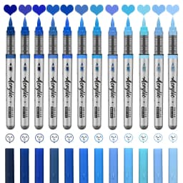 Acrylic Paint Markers ,12 pcs Brush Tip Acrylic Paint Pens Set with 9 Professional Color Series for DIY & Art Supplies