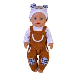 Doll Clothes for 17 Inch Dolls Overalls New Born Baby Doll Outfit with Hat Fit 40-43cm Doll Girl Accessories Gift
