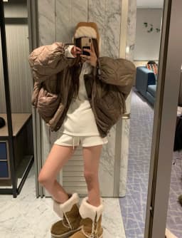 Chic Autumn Winter round Neck Loose Lazy Flight Jacket Cotton Outerwear Women Small Size Age Reduction Top