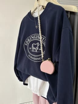 Afashion Spring 2026 Chic Embroidered Letter Sheep Loose Women's Sweatshirt Korean Style round Neck Long Sleeve Casual Comforta