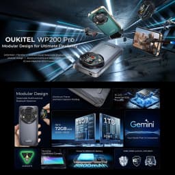 Oukitel WP200 Pro 5G Rugged Phone 24GB+1TB 6.7'' Android 15.0 MTK Dimensity 8200 108MP Main Camera 8800mAh NFC 5G Smartphone