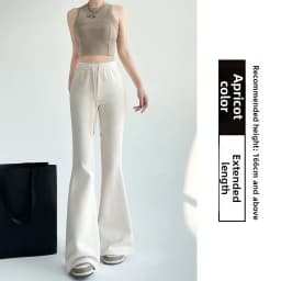 Gray High Waist Bell Bottom Pants Women's Summer Casual Sports Sweatpants Small Size Slimming  Hoof Pants
