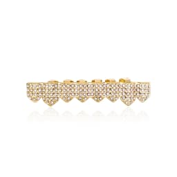TOPGRILLZ Full Cubic Zircon Punk Teeth Grillz For Unisex 8 Top& 8 Bottom Mouth Removable Dental Grills Fashion Teeth Jewelry