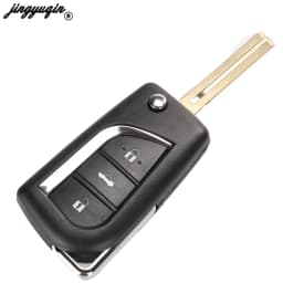 Jingyuqin 2/3 Buttons Flip Remote Car Key Shell Case For Toyota Corolla 2017 RAV4 Before 2013 Toy43 Toy48 VA2 Blade Replacement