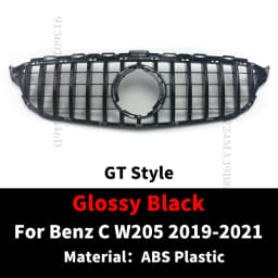 GT Style Front Bumper Grille Grill For Mercedes Benz C W205 C205 Coupe S205 C43 2014-2021 like C180 C200 C250 C300 C260 Tuning