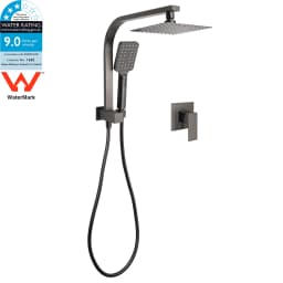 **Sydney Stock** KYLINS 2 In 1 Shower Head Set Round 8/10/12/16'' Rainfall Head Gooseneck Arm Mixer Taps Set Gun Metal Grey WELS