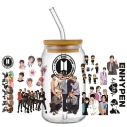 Korean Popular Music Group UV DTF Bottle Stickers Glasses Cup Transfer Stickers DIY Stationery Computer Waterproof Sticker
