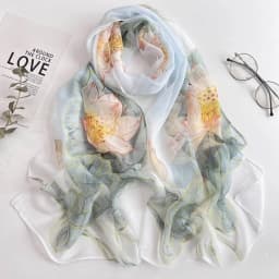 Summer Women Birch Forest Landscape Thin Soft Beach Silky Georgette Scarf Shawls 160cm Long Wraps Beach Sunscreen Hijab