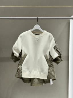 FOG SACAI Japanese Sle Heavyweight Patchwork Knit Jaet Loose Faion ort Sve Sweatirt Top Cotton Polyester Wool Blend