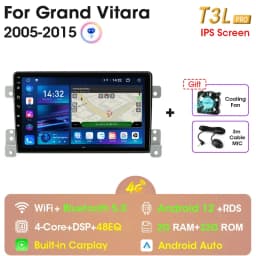2 Din Android 12 Car Radio For Suzuki Grand Vitara 3 2005-2012 2013 2014 2015 Stereo Multimedia Video Player Navigaion Carplay