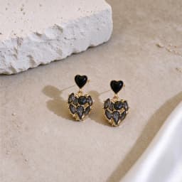 Woman's Temperament Gray Heart Shape Dangle Earrings Stud Natural Stone Craved Zinc Alloy Earrings Korean Style Evening Jewelry