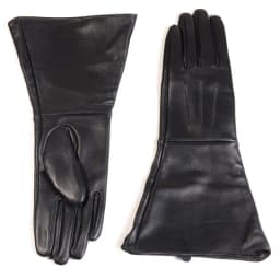 35cm Women's Black Sheepskin Real Leather Retro Medieval Renaissance Long Cuff Gauntlet Gloves