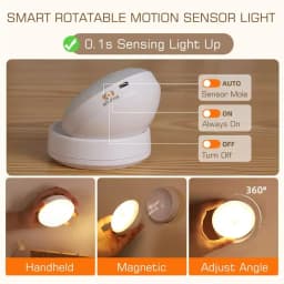 Night Lamp With Motion Sensor Night Light Rechargeable USB Led Rotatable Magnet For Bedroom Bedside Table Cabinet Decor