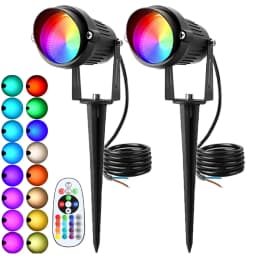 RGB Warm White LED Landscape Light with Remote 10W Lawn Light 110V 220V IP65 Waterproof Outdoor Spotlights for Garden Path Tree