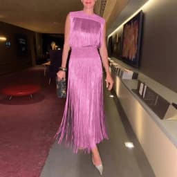 LGRQ 2026 new autumn and winter stand collar sleeveless tassels slim pullover high waist dress female vestido