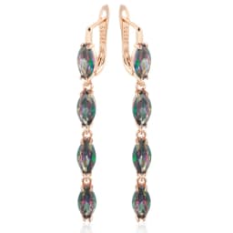 Kinel Hot Geometric Colorful Natural Zircon Long Dangle Earrings for Women Accessories 585 Rose Gold Color Daily Fine Jewelry