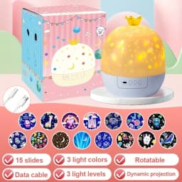 Crown Fantasy Star Sky Projection Night Light 15in1 Bedroom Ceiling Rotating Atmosphere Lamp Home Decoration Kids Birthday Gift