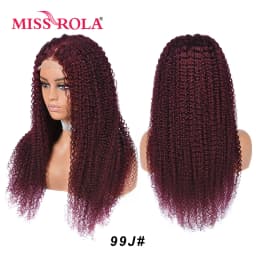 Miss Rola Brazilian Human Hair Curly Wigs 180% Density 4x4 Lace Closure Wig Kinky Curly Hair Wig Remy Pre Plucked With Baby Hair