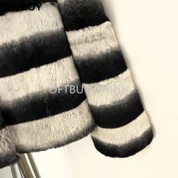 OFTBUY Stand Collar Natural Rabbit Fur Winter Jacket Female New Short Clothes Women Black White Striped Real Rabbit Fur Coat