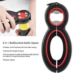 LMETJMA Multifunctional 6 in 1 Can Opener Simple Beer Bottle Opener Jar Gripper Can Beer Lid Twist Off Opener JT05