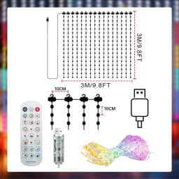 Christmas Smart Curtain Lights, RGBIC String Lights with App Control, Music Sync, DIY Patterns and Timer for Window Party Decor