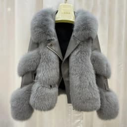 Women's Jacket with Artificial Fox Fur, Extra Thick, Warm, New