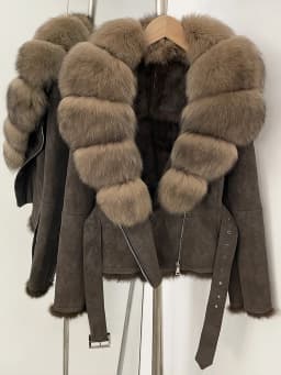OFTBUY New Autumn Winter Real Fox Fur Collar Clothes Female Belt Suede Jacket Women Thick Warm Natural Rabbit Fur Lining Coat