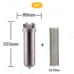 10*2.5 Inches 304 Stainless Steel Hot Water Filter Housing 1/2" 3/4" 1' For High Temperature High Flow