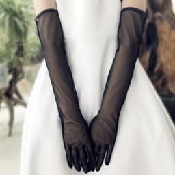 Women Elegant White Soft Tulle Simple Long Wedding Dress Gloves for Bridal Party Evening Events Wedding Prom Parties Accessories
