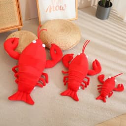 20-80CM Kawaii Cartoon Simulation Anime Stuffed Big Lobster Plush Toy Cute Crab Plush Toy Lobster Hat Handmade Doll