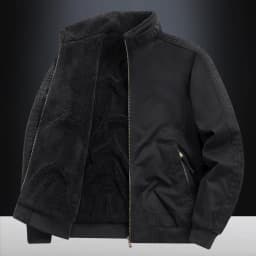 New Autumn Winter Men Washed Cotton Reversible Flight Jacket Lamb Fleece Fleece Lined Thick Warm Outerwear For Middle Aged Male