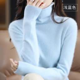 Autumn and Winter 2022 Women's High Neck Pullover 100% Pure Mink Cashmere Sweater Knitted Soft Fashion Women's Clothing