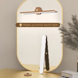 Wooden LED Night Light Mirror Front Fill Light Portable Rechargeable Magnetic Wall Lamp For Bedroom Bedside Lamp Touch Switch