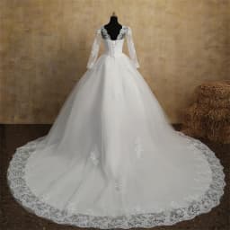 Y&M V Neck Full Sleeve Customized Plus Size Vestido De Noiva 2026 Wedding Dress Long Train or Floor Appliqe Bridal Tulle Mariage