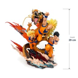 27cm Dragon Ball Anime Figures Goku Gohan Super Saiyan Super 3 Shenron Father And Son Three People Model Statue Toy Birthday Gif