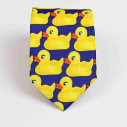 Cute Men's 8cm Polyester Navy Blue Necktie Yellow Duck Printed Patterns Soft Ties Wedding Celebration Business Accessory Gifts