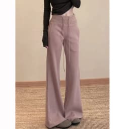 Lady High Waist Solid Thin Flared Pants Classic Fashion Girls Straight Leg Sweatpants Women Korean Comfortable Trousers