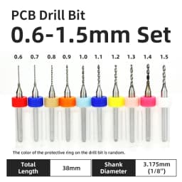 TOOLEYE 10pcs 0.1-1.0mm PCB Drill Bit Micro Carbide Drill Bit Printed Circuit Board Wood Modeling Mini CNC Metal Drill Bit Set