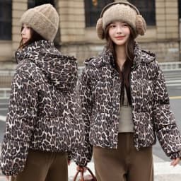Leopard Print Down Cotton-Padded Jacket Women's Parkas Winter 2027 New Warm Cotton Coat Fashion Outwear Hooded Female Overwear