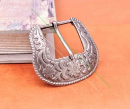 Solid Vintage Silver End Bar Pin Buckle 3 Pcs Set Diy Leathercraft Western Cowboy Flower Belt Buckle Replacement Fit 38mm