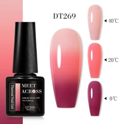 MEET ACROSS 7ml Glitter Sequins Thermal Gel Nail Polish 3 Layers Temperature Color Changing Semi Permanent UV Gel Varnish Nails