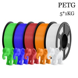 JAYO Filaments PETG 5 Rolls Mixed Colors 3D Printer Filament 1.75mm 100% No Bubble FDM 3D Printer Materials DIY Gift 1.1KG/1 Rol