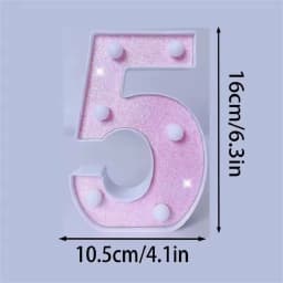 1PC 16cm Pink Glitter LED Letter&Number Lights Battery Powered Decorative Lights For Wedding,Proposal,Birthday,Party,Photo Props